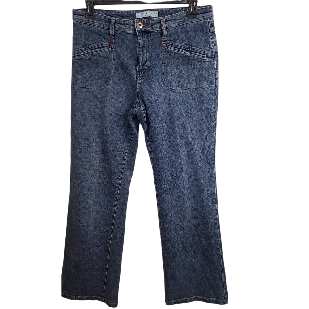 Tommy Hilfiger Jeans Angled Flap Pockets Mid to High Rise Dark Wash Bootcut 2003